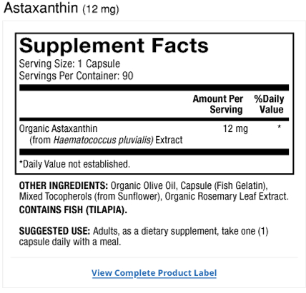 Bio Astaxanthin složení